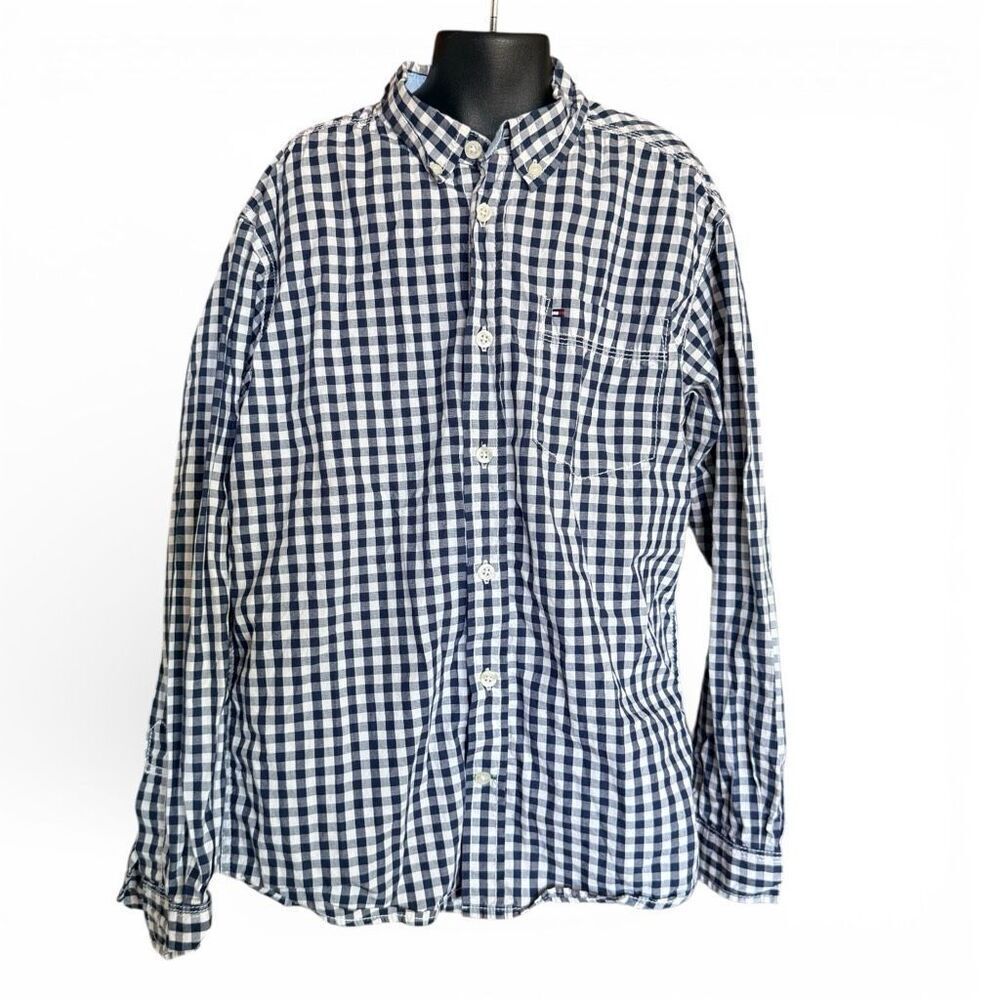 Youth Boys Tommy Hilfiger Gingham Plaid Button Button Down Shirt - Sz M 10/12